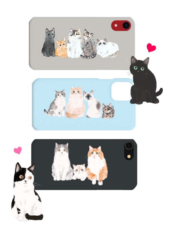 お気に入りの猫で作る♪　スマホケース　iPhone 、他機種いろいろ 2枚目の画像