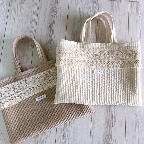 送料無料♪レッスンバッグ/ヌビ×インド刺繍リボンとマクラメ 送料無料♪レッスンバッグ/ヌビ×インド刺繍リボンとマクラメ