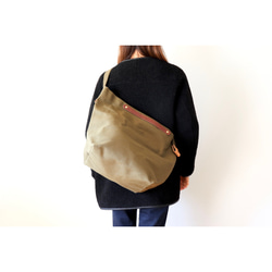 leather handle canvas shoulder bag 11枚目の画像