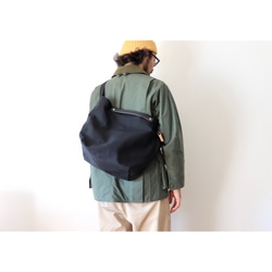 leather handle canvas shoulder bag 1枚目の画像