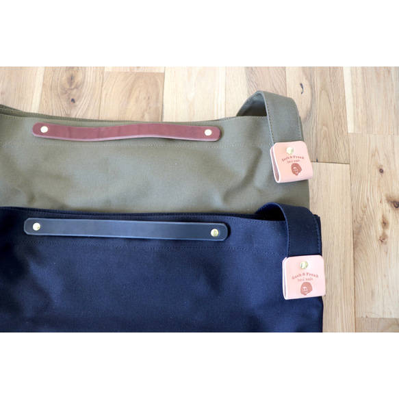 leather handle canvas shoulder bag 4枚目の画像