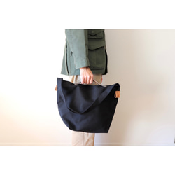 leather handle canvas shoulder bag 17枚目の画像