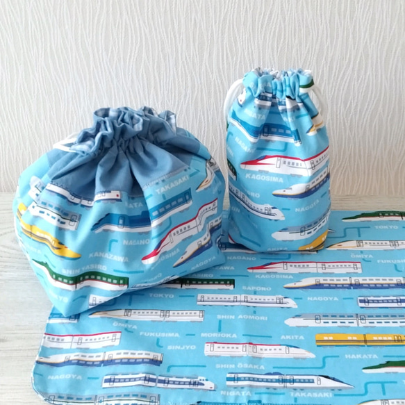 新幹線 グリーン はやぶさ お弁当袋 コップ袋 ランチョンマット 男の子  