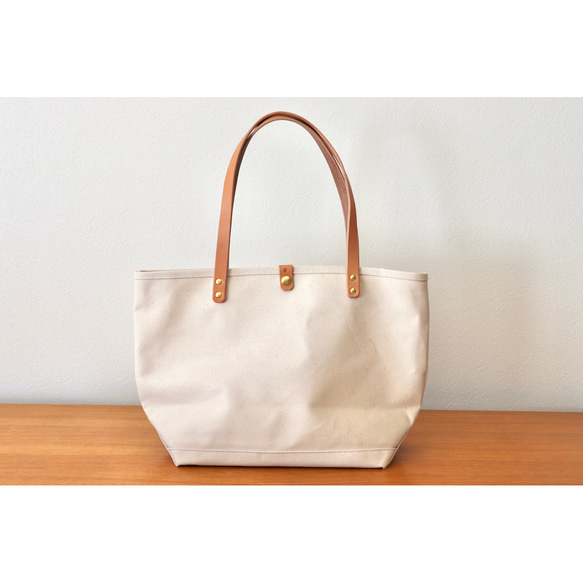 leather handle canvas tote bag 3枚目の画像