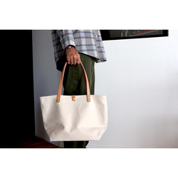 leather handle canvas tote bag 5枚目の画像