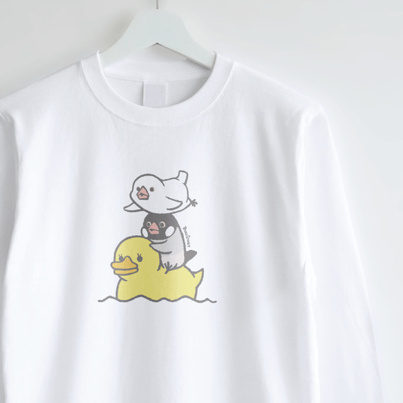 長袖Tシャツ（あひるさんと一緒 / 文鳥） 1枚目の画像