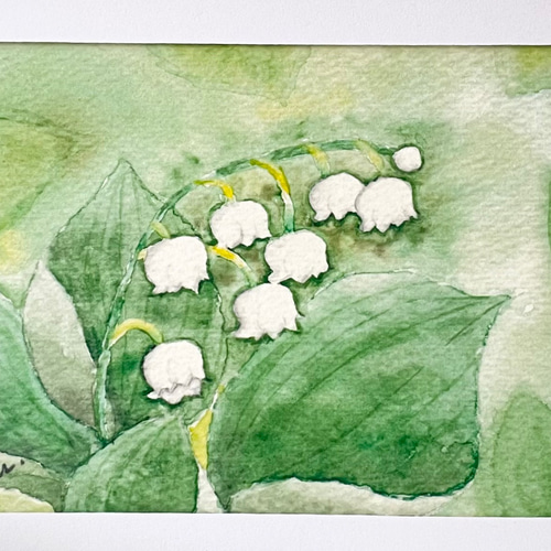 日本画　スズラン　花の絵 日本画 スズラン 花の絵 - メルカリ