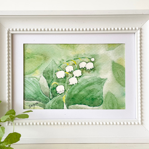 透明水彩画 A4ポスター「ふんわりスズラン」イラスト ナチュラル