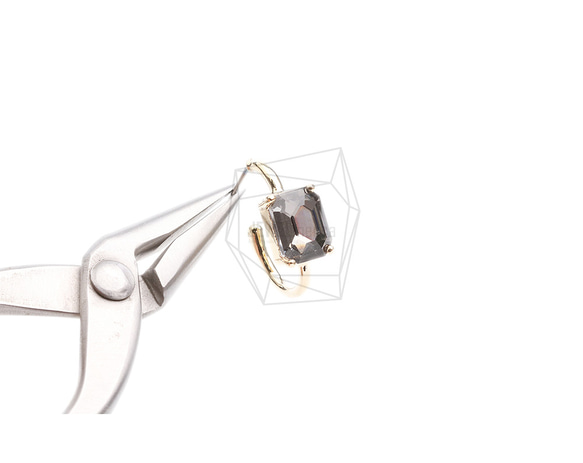 ERG-2324-G [2 件] 方形玻璃耳環，方形玻璃耳環 第4張的照片
