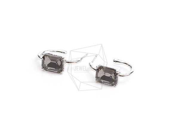 ERG-2324-R【2個入り】スクエアガラスピアス,Square Glass Post Earring 2枚目の画像