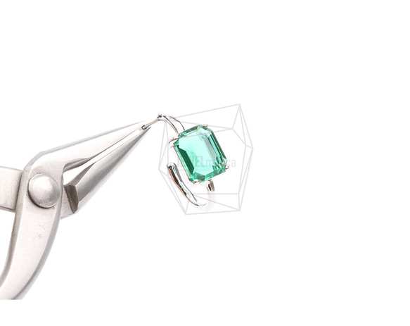 ERG-2325-R [2 件] 方形玻璃耳環，方形玻璃耳環 第4張的照片