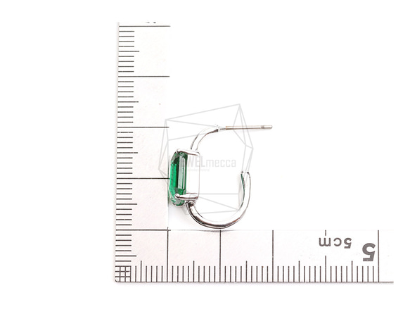 ERG-2325-R [2 件] 方形玻璃耳環，方形玻璃耳環 第5張的照片