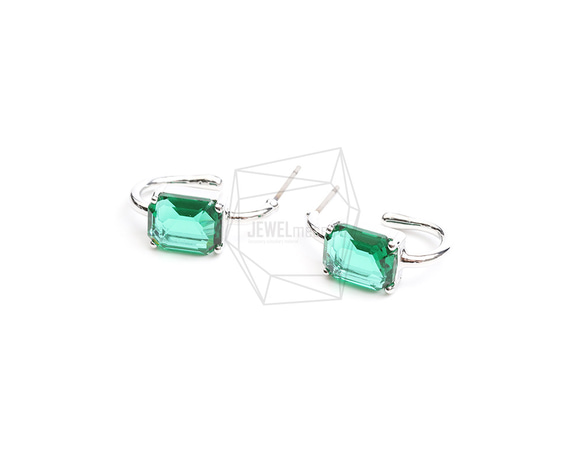 ERG-2325-R【2個入り】スクエアガラスピアス,Square Glass Post Earring 2枚目の画像