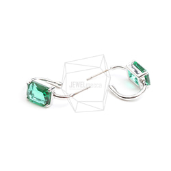 ERG-2325-R [2 件] 方形玻璃耳環，方形玻璃耳環 第3張的照片