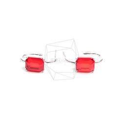 ERG-2326-R【2個入り】スクエアガラスピアス,Square Glass Post Earring 1枚目の画像