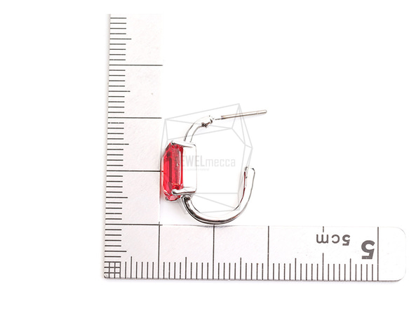 ERG-2326-R【2個入り】スクエアガラスピアス,Square Glass Post Earring 5枚目の画像