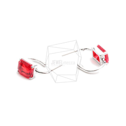 ERG-2326-R【2個入り】スクエアガラスピアス,Square Glass Post Earring 3枚目の画像