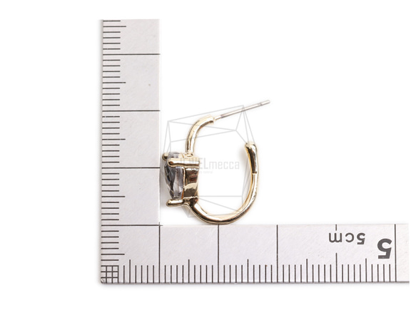 ERG-2328-G [2 pieces] 三角玻璃耳環,三角玻璃耳環 第5張的照片