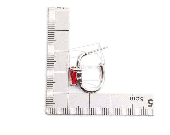 ERG-2330-R [2 pieces] 三角玻璃耳環,三角玻璃耳環 第5張的照片