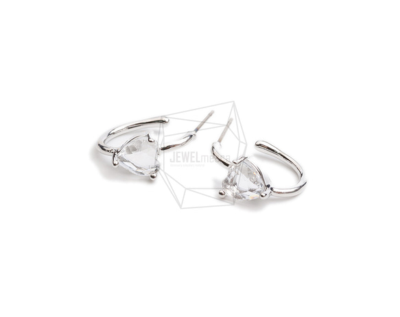 ERG-2331-R [2 pieces] 三角玻璃耳環,三角玻璃耳環 第2張的照片