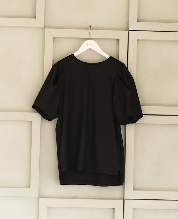 パフスリーブTシャツ　ブラック　sai　日本製　Tシャツ　ストレスフリー　体型カバー　パフスリーブ　フリーサイズ　即納 18枚目の画像
