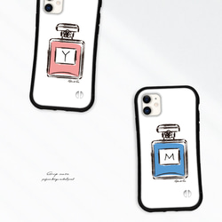 香水 イニシャル スマホケース iPhone15 14 13 pro mini se iface型 カバー 花 送料無料 2枚目の画像