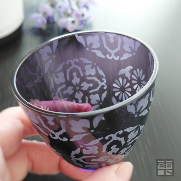 [和グラス] ～江戸紫の丸文様～　おちょこ 6枚目の画像
