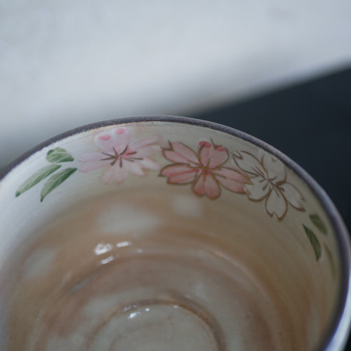 京焼・清水焼 色絵 湯呑（枝垂れ桜・桜葉） お椀・ボウル・鉢