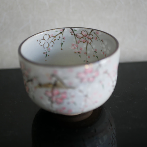 美品　枝垂桜　茶碗　如水作 桜の汁椀 - 4人家族のために作った 桜のオーダーメイド汁椀 両手