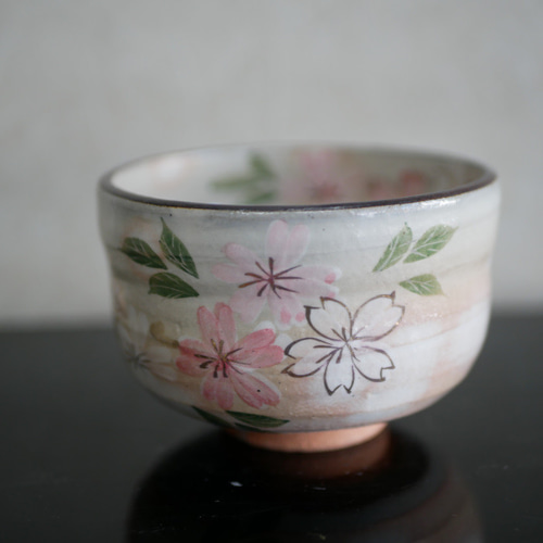 京焼・清水焼 色絵 湯呑（枝垂れ桜・桜葉） お椀・ボウル・鉢