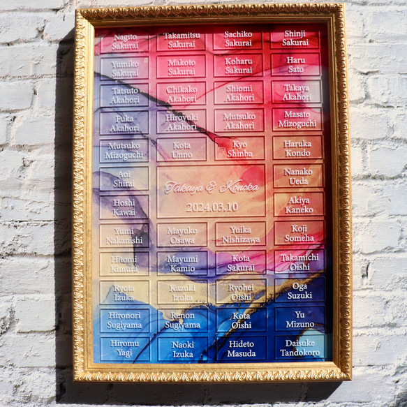 【席札にもなる 参加型結婚証明書】アルコールインクデザイン お好きな写真でも作成できます 