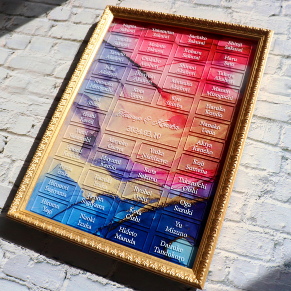 【席札にもなる 参加型結婚証明書】アルコールインクデザイン お好きな写真でも作成できます 