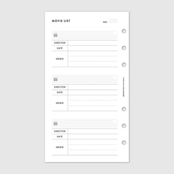 システム手帳リフィル《バイブルサイズ》観たい映画や観た映画を簡単に記録しておけるリフィル【CBBI_CL21】 3枚目の画像