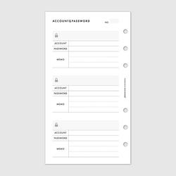 システム手帳リフィル《バイブルサイズ》アカウント＆パスワード管理リストのリフィル【CBBI_CL22】 3枚目の画像
