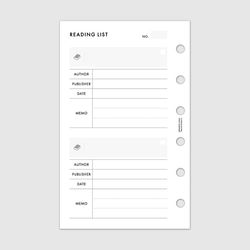 システム手帳リフィル《ミニ6サイズ》読んだ本を記録しておける読書記録リスト【CBMI_CL20】 2枚目の画像