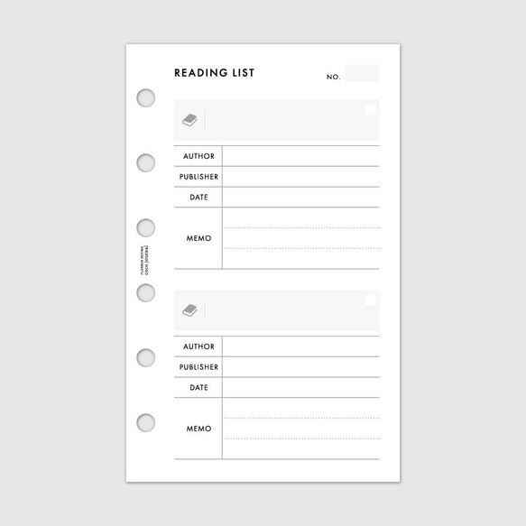 システム手帳リフィル《ミニ6サイズ》読んだ本を記録しておける読書記録リスト【CBMI_CL20】 3枚目の画像