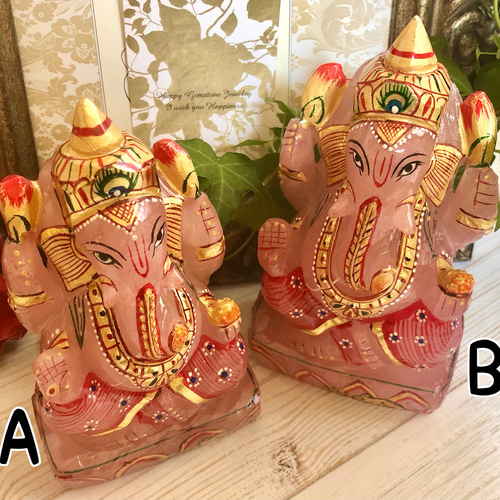 インドの神様幸せのガネーシャローズクオーツ　商売繁盛縁結び　置物展示使用 インドの神様幸せのガネーシャローズクオーツ 商売繁盛縁結び 置物展示