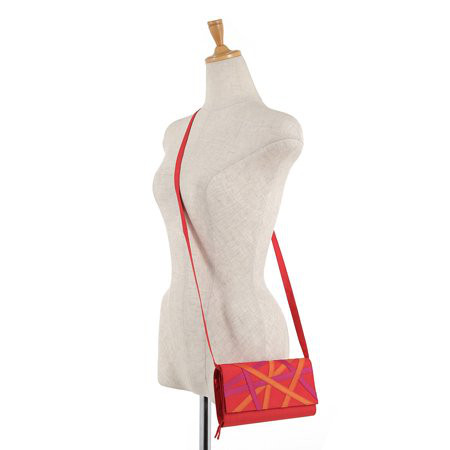 フェアトレード シルク 軽い 財布ポシェット 財布（レッド）軽いバッグ