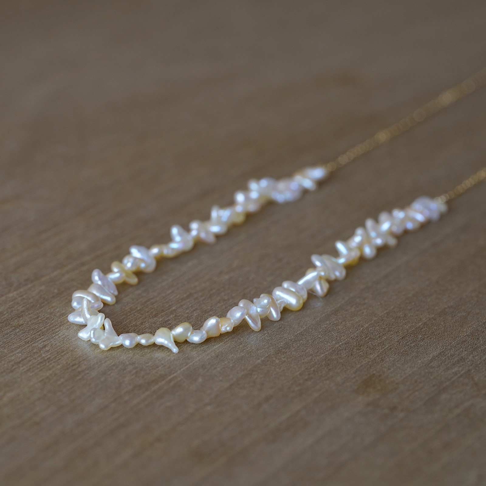 K18 ミニケシゴールドカラーアコヤ真珠ネックレス(60cm,PNK010