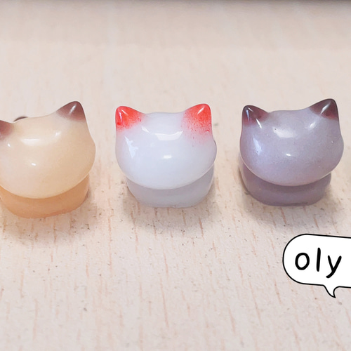 おすわり猫シリーズ カラー5匹セット レジン デコパーツ