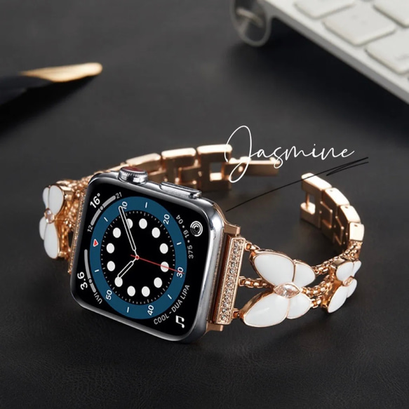 Apple Watch キラキラビジューチェーンベルト　蝶　全サイズ有り 2枚目の画像