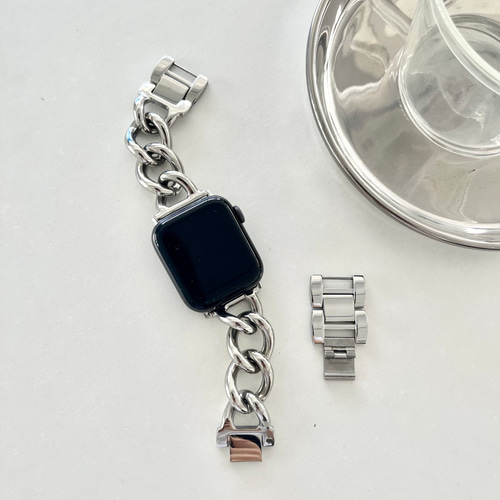 シルバー チェーン ベルト チェーンベルト Apple Watch 対応チェーンベルト シルバー
