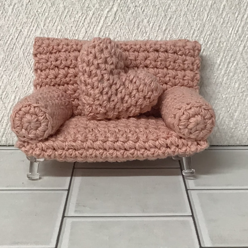 ハートのクッション付き ソファ あみぐるみ あみぐるみ くりちゃん