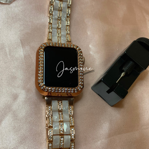 AppleWatch アップルウォッチ キラキラ ステンレスベルトバンド 大理石
