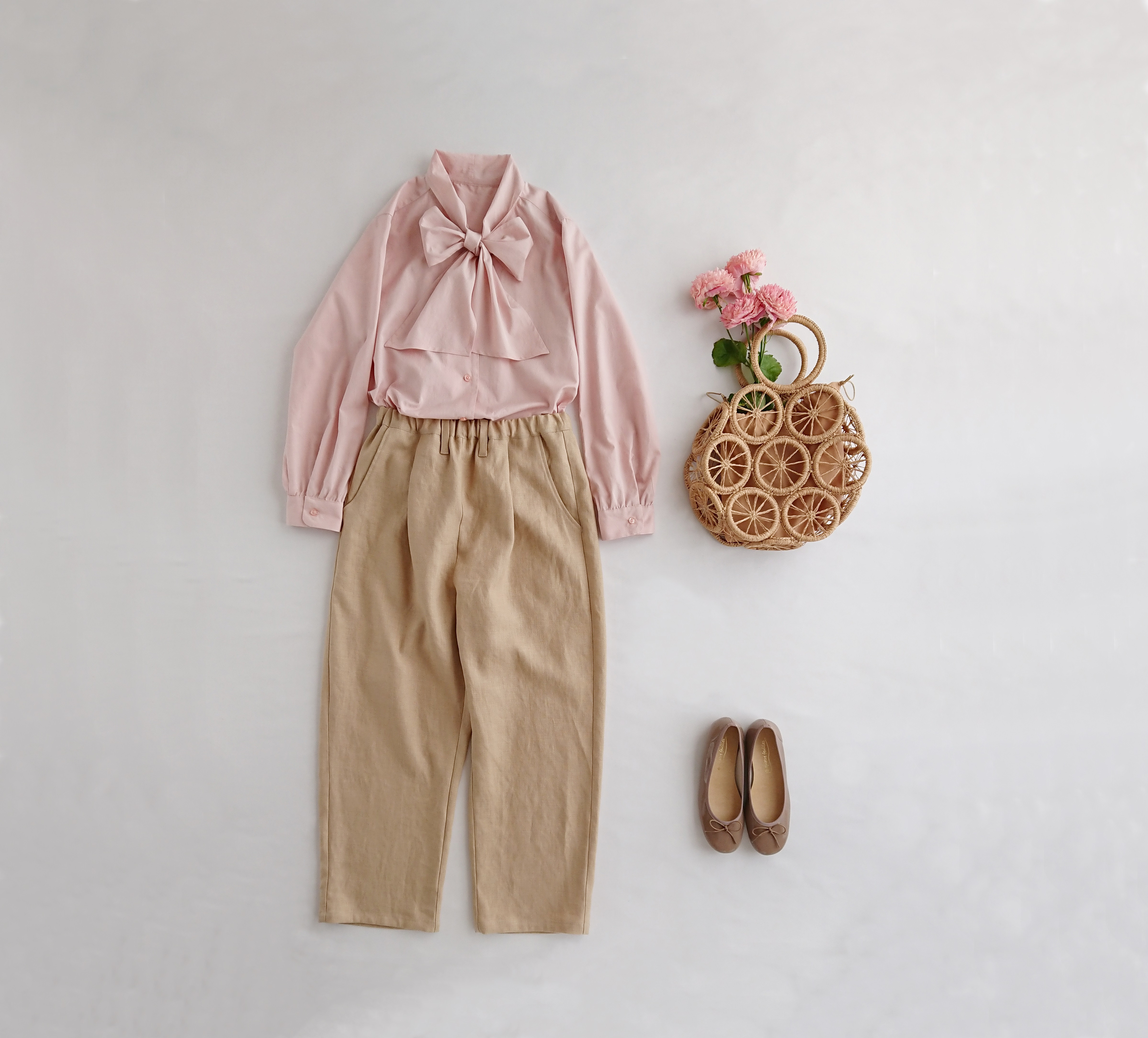 リネンタックテパードパンツ　beige