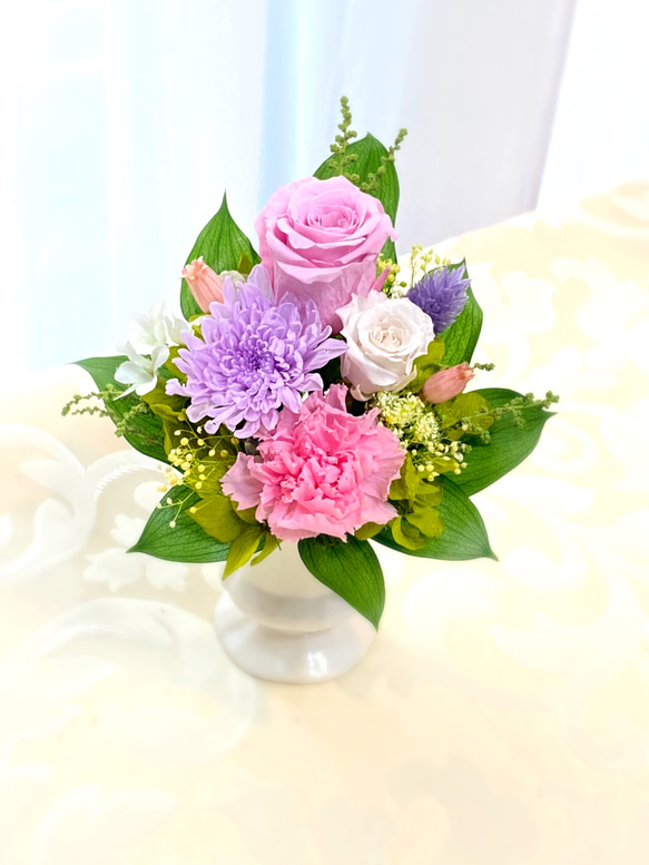 小ぶりなサイズの仏花(高さ15cm)〜ピンク 4枚目の画像