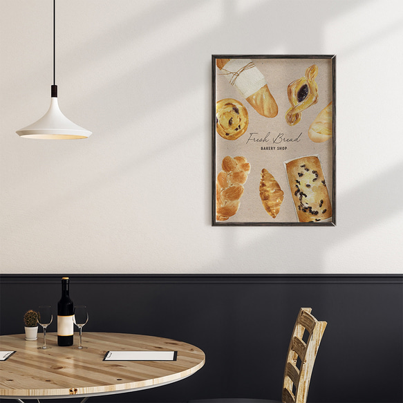パンのキッチンポスター　/ i1260 / クロワッサンやフランスパンなど　インテリアポスター 5枚目の画像