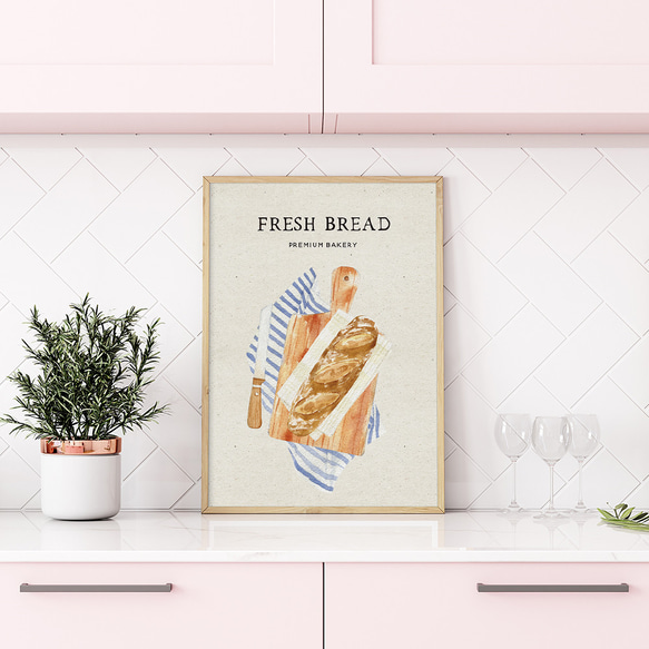 パンのキッチンポスター　/ i1257 / クロワッサンやフランスパンなど　インテリアポスター 4枚目の画像