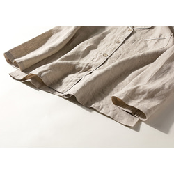 リネンパジャマ　リネンルームウエア　長袖シャツ＋パンツ　上下セット　ベージュ男性女性M-XLサイズ　L155 10枚目の画像