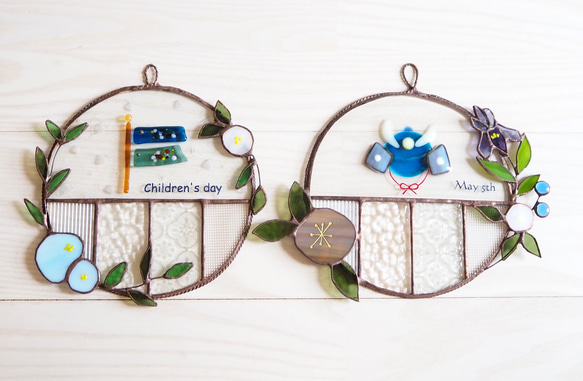 端午の節句に。ステンドグラスの丸い鯉のぼりプレート 13枚目の画像